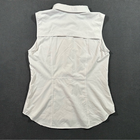 Silver Bait Womens Off White Sleeveless Fishing Shirt Medium Button Up Vented - Picture 4 of 4